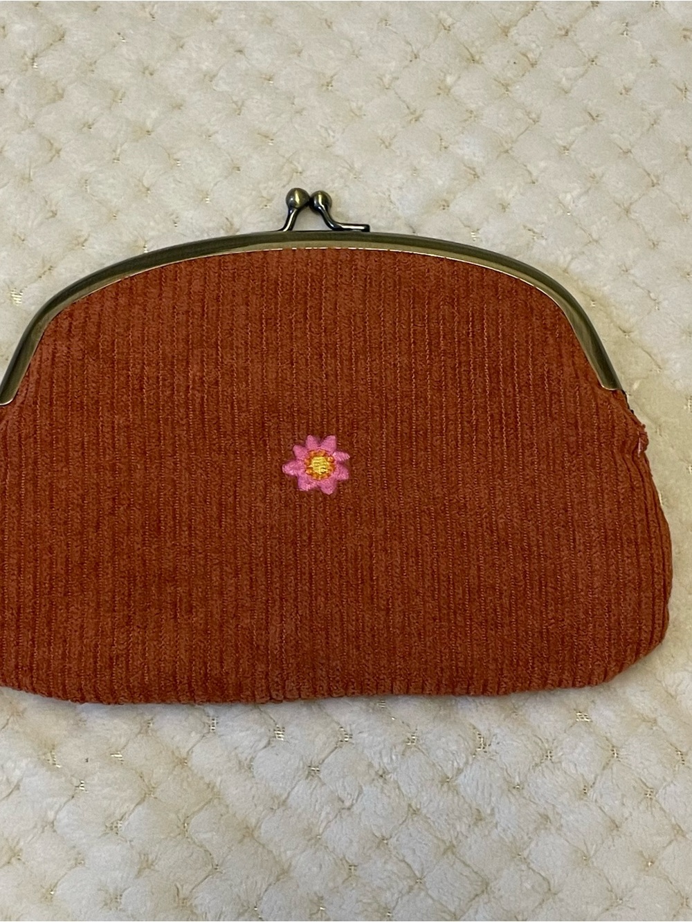 NATURAL LIFE Rust Embroidered Floral Kiss-Lock Clutch - Picture 2 of 6